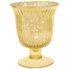 Vintage Mercury Glass Vase and Candle Holder (5-Inch, Emma Design, Fluted Urn...