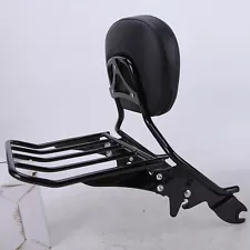 Black Backrest Sissy Bar Luggage Rack Fit For Harley Road Street Glide 09-24 13