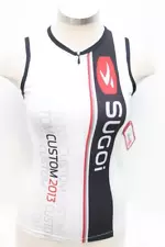 New Sugoi Womens RS Tri Tank Bike Cycling Triathlon Small White Black Top Jersey