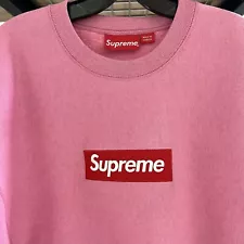 Supreme Box Logo Crewneck Sweatshirt Heather Pink FW15 2015 Sz L Large