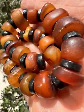 ANTIQUE EGG YOLK BUTTERSCOTCH NATURAL BALTIC AMBER BEADS 16grams