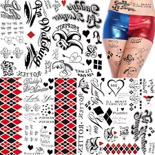 5 Sheets Harley Quinn Tattoo Stickers For Women Men Adults, Large, 5