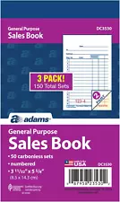 General Purpose Sales Book, 2-Part, Carbonless, White/Canary, 3-11/32 X 5