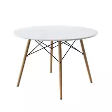 42Inch round Modern Wood Dining Table Mid Century Style, Beech and White Color f