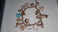 Vintage SILVER CHARM BRACELET + 17 Charms