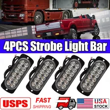 4x 12 LED Strobe Light Bar Car Truck Flashing Warning Hazard Beacon Amber/White