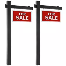 2PCS 6' UPVC Real Estate Sign Post Open House Yard Home for Sale W/Stake