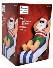 Santa in Beach Chair Christmas Gemmy 4.5 ft LED Airblown Inflatable NIB Holiday