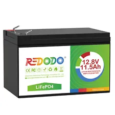 Redodo 12V 11.5Ah LiFePO4 Lithium Battery for UPS Security Camera Fish Finder