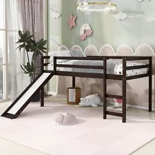 Loft Bed with Slide, Multifunctional Design, Twin (Espresso) 715AAP