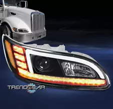 For 1999-20 Peterbilt Class 8 Truck LED Tube Projector Headlight Black Passenger (For: Peterbilt)