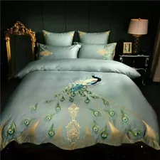 Luxury Peacock Bedding Set King 240X260cm Duvet Cover Bedsheet Pillow Shams