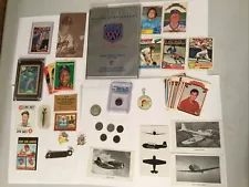 Estate Sale Junk Drawer Lot, Silver Coin, Baseball Cards, Elvis Cards, WWII