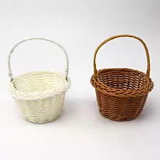 Flower Girl Basket for Wedding Rattan Flower Basket w/ Handle Decorative Basket