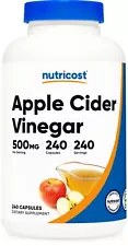 Nutricost Apple Cider Vinegar 500mg, 240 Capsules - Vegetarian and Non-GMO