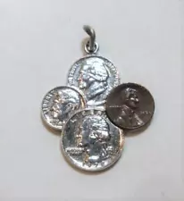 Vtg Henry Blank Sterling Silver Nickel Dime Quarter Mini Penny Coin Charm 3g