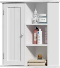 Medicine Cabinet with Door and 3 Open Shelves Wall ... Bathroom Wall Cabinet