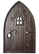 100% Cast Iron Antique Brown Miniature Fairy Door Garden Ornament for Bottom ...