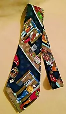 NICHOLE MILLER TIE 1990 NECKTIE NEW YORK CITY SCENES PHONE BOOTH FOOD CARTS NYC.