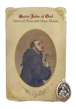 St John of God Healing Holy Card with Medal for Heart Disease NEW( MC032)