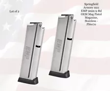 LOT of (2) Springfield Armory 1911 EMP 9mm 9 Round OEM Pistol Magazines - PI6070