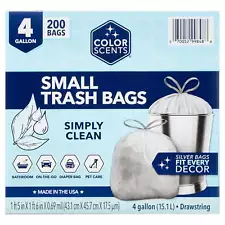 4-Gallon Small Drawstring Trash Bags, Simply Clean Scent, 200 Bags new sale