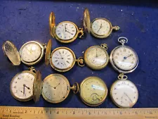 lot of 10 OF and hunter pocket watches Swiss and American