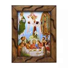 The Last Supper Resembling a Oil Painting – 12" Catholic Rustic Frame by moicla