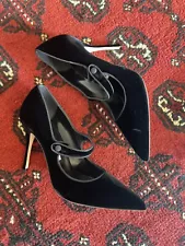 Manolo Blahnik Black Velvet Campari 40.5 UK 7.5 US 10.5