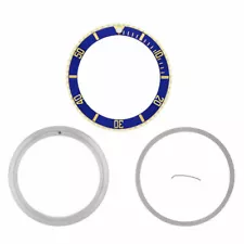 BEZEL & INSERT & RETAINING FOR ROLEX SUBMARINER SERTI 16613 16803 BLUE GOLD GP