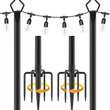 New Listing10ft Metal Poles With Fork For Outdoor String Lights2 Pack Light Stand For Outsi