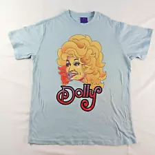 Dolly Parton Graphic T-Shirt Light Blue Women's Size Large Short Sleeve