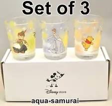 Disney Store Japan Shot Glass Pinocchio Cinderella Pooh Set of 3 Not For Sale