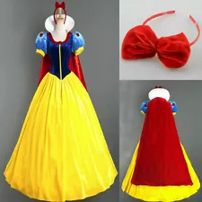 Snow White Princess Costume Dress Petticoat Headband For Adult Halloween Cosplay