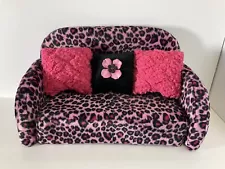 PINK CHEETAH PRINT SOFA FOR MONSTER HIGH, BARBIE OR BRATZ DOLLS