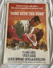 Vintage 1976 Reproduction "Gone with the wind" 1939 Movie poster 20" X 28"