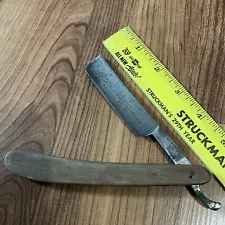 Antique H. Boker & Co. "Bicycle Race" Etched Straight Razor