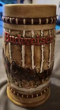 1981 BUDWEISER Holiday Beer Stein Mug Birch Trees Snowy Woodlands