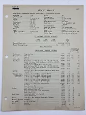 1956 MACK TRUCK LIST PRICE MODELS H-64LT Lightweight 4-Wheel COE Tractor Chassis