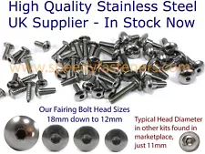 for Yamaha R6 1998-2002 Full Stainless Steel Fairing & Screen Kit Bolt Only