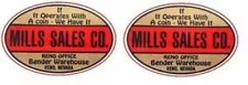 Mills Sales Co. antique waterslide (not vinyl sticker) slot machine decals