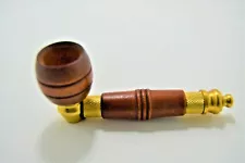 Metal Smoking Pipe Brass Wood Bowl Wooden Hand Herb Pipes Glass 5 Brass Screens