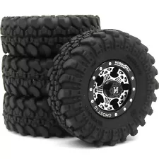 4x RC 1/24 Tires 1.0 Tyres & Ghost1.0 Beadlock Wheels rim For 1:24 Crawler SCX24