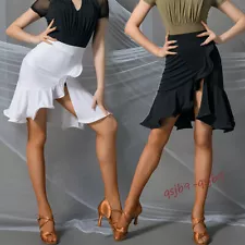 Latin Rumba Salsa Ruffles Dance Practice Skirt Cha Cha Paso Doble Ballroom Dress