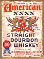 AMERICAN XXXX STRAIGHT BOURBON WHISKEY ANTIQUE BOTTLE LABEL 3" x 4" - UNUSED