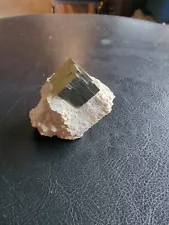 PYRITE CUBE Crystal in Matrix Rock - Navajun, Spain 66 Grams