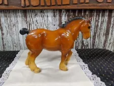 Vintage Breyer Matte Clydesdale Stallion/Gold Bobs and Ribbon 1969