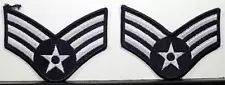 US Air Force Male Senior Airman SRA Rank Insignia Dress Blues Patch Pair