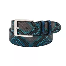 Genuine Natural Ocean Blue Python Leather Belt (Made in U.S.A)