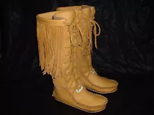 Buffalo Men's Knee High Moccasins Size 10 Gold indian Pawnee Style Handmade